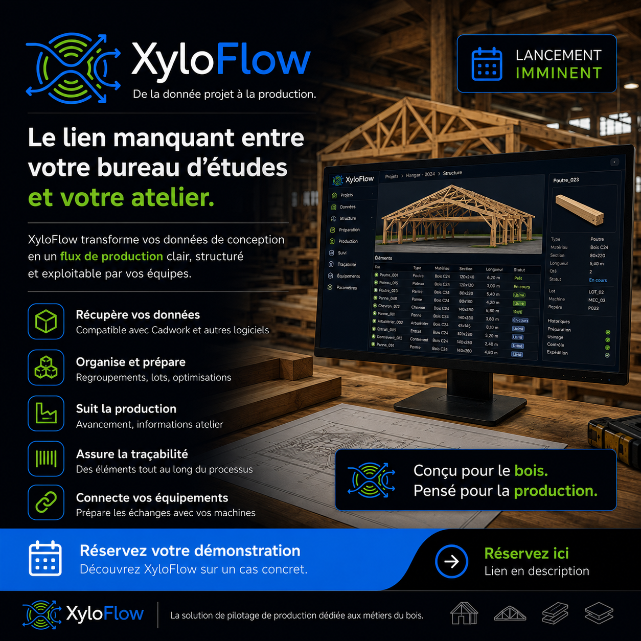 Aperçu de l'interface logicielle XyloFlow